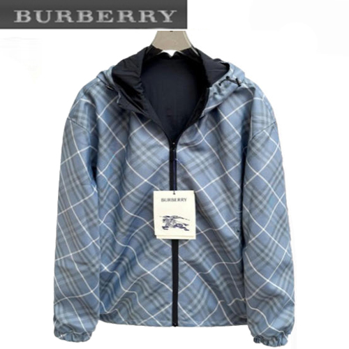 BURBERRY-081110 버버리 블루 체크 양면 바람막이 후드 재킷 남여공용