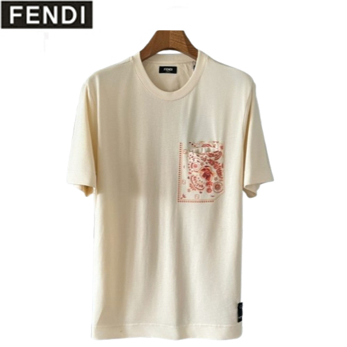 FENDI-06035 펜디 아이보리 아플리케 장식 티셔츠 남여공용