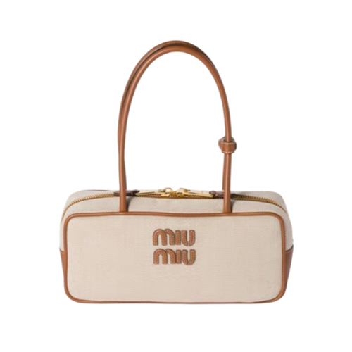 [스페셜오더]MIUMIU-5BB173 미우미우 내추럴 캔버스 가죽 보 백