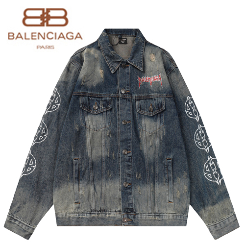 BALENCIAGA-03065 발렌시아가 블루 프린트 장식 데님 셔츠 남여공용