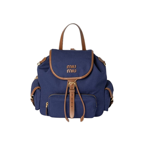 [스페셜오더]MIUMIU-5BZ042 미우미우 블루 캔버스 가죽 백팩 미듐