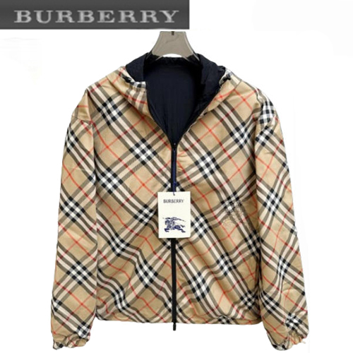 BURBERRY-081111 버버리 베이지 체크 양면 바람막이 후드 재킷 남여공용