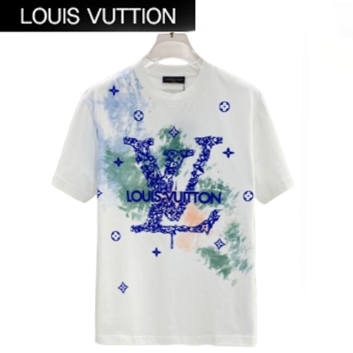 LOUIS VUITTON-032711 루이비통 화이트 LV 시그니처 아플리케 장식 티셔츠 남여공용