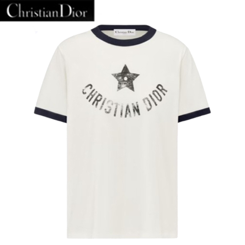 DIOR-031712 디올 화이트 프린트 장식 티셔츠 여성용