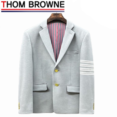 THOM BROWNE-092912 톰 브라운 라이트 그레이 스트라이프 장식 투 버튼 수트 남성용