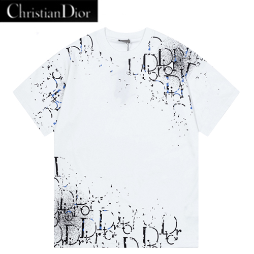 DIOR-040112 디올 화이트 프린트 장식 티셔츠 남여공용