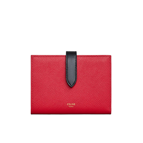[스페셜오더]CELINE-10B643 셀린느 레드/블랙 카프스킨 미디엄 스트랩 월릿
