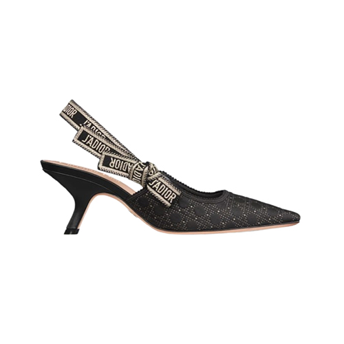 DIOR-KDV347 디올 블랙 마이크로까나쥬 패브릭 J Adior 슬링백 펌프스