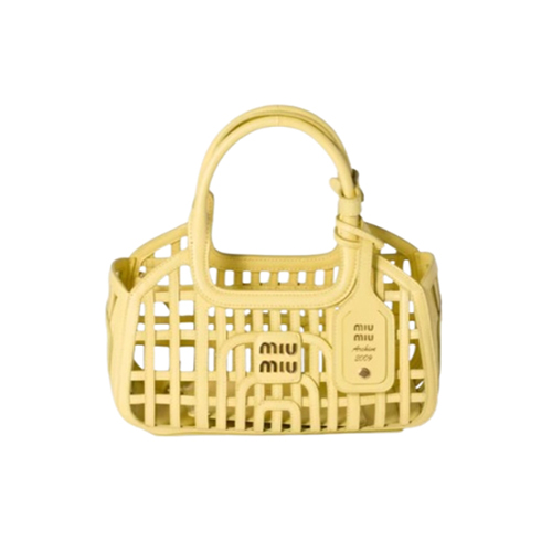 [스페셜오더]MIUMIU-5BA294 미우미우 옐로우 위빙 모티프 가죽 바스켓