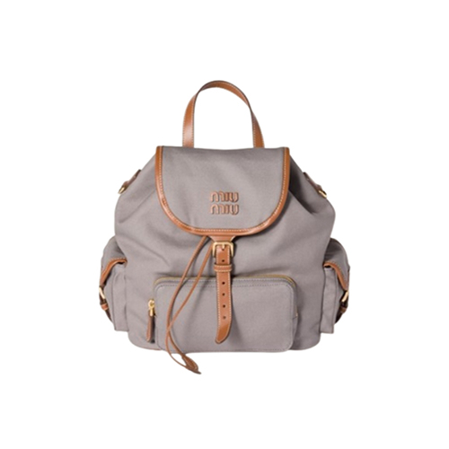 [스페셜오더]MIUMIU-5BZ042 미우미우 그레이 캔버스 가죽 백팩 미듐