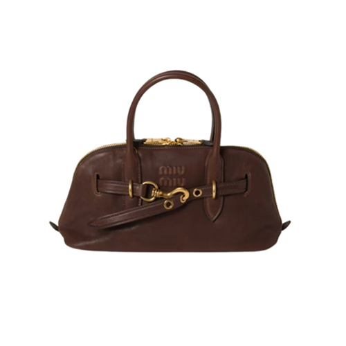 [스페셜오더]MIUMIU-5BB168 미우미우 브라운 아방뛰르 나파 가죽 미디업 탑 핸들 백