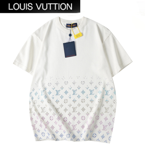 LOUIS VUITTON-050614 루이비통 화이트 모노그램 스터드 장식 티셔츠 남여공용