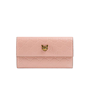 [스페셜오더]GUCCI-548055 5877 구찌 핑크 시그니처 가죽 캣 장식 장지갑