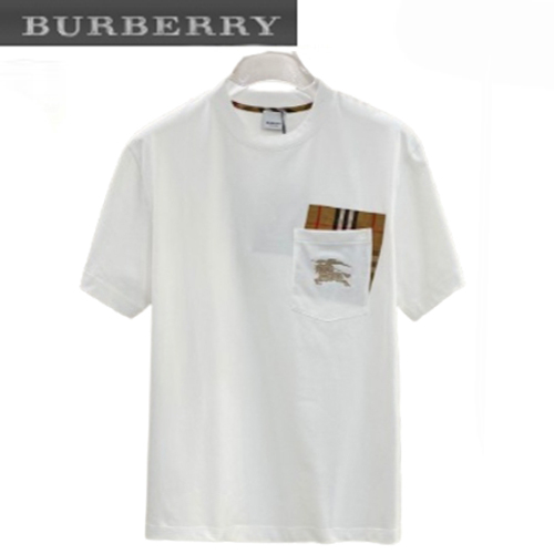 BURBERRY-032712 버버리 화이트 체크 디테일 티셔츠 남여공용
