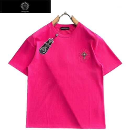 CHROMEHEARTS-062615 크롬하츠 핫핑크 메탈 십자가 장식 티셔츠 남성용