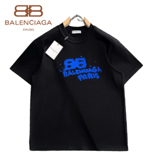 BALENCIAGA-062615 발렌시아가 블랙 프린트 장식 티셔츠 남성용