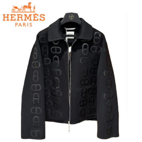 HERMES-092515 에르메스 블랙 아플리케 장식 재킷 여성용
