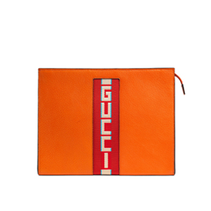 [스페셜오더]GUCCI-475316 7572 구찌 오렌지 가죽 스트라이프 파우치