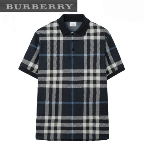 BURBERRY-06226 버버리 네이비 니트 코튼 체크 폴로 티셔츠 남여공용