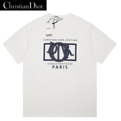 DIOR-04295 디올 화이트 DIOR 아플리케 장식 티셔츠 남여공용