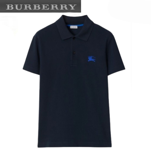 BURBERRY-80914231 버버리 네이비 코튼 폴로 티셔츠 남성용