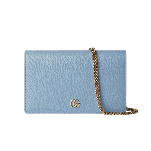 [스페셜오더]GUCCI-497985 4941 구찌 라이트 블루 가죽 GG 마몽 체인 달린 지갑