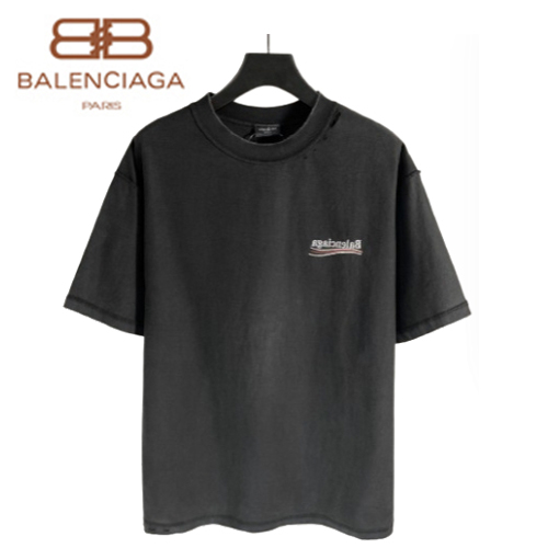 BALENCIAGA-05171 발렌시아가 블랙 워시드 코튼 빈티지 티셔츠 남여공용