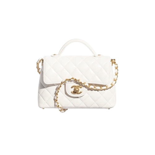 [스페셜오더]CHANEL-AS5355 샤넬 화이트 램스킨 핸들 장식 스몰 플랩 백