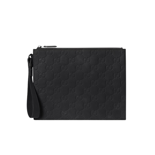 [스페셜오더]GUCCI-771319 1000 구찌 블랙 GG 레더 러버 효과 스몰 파우치