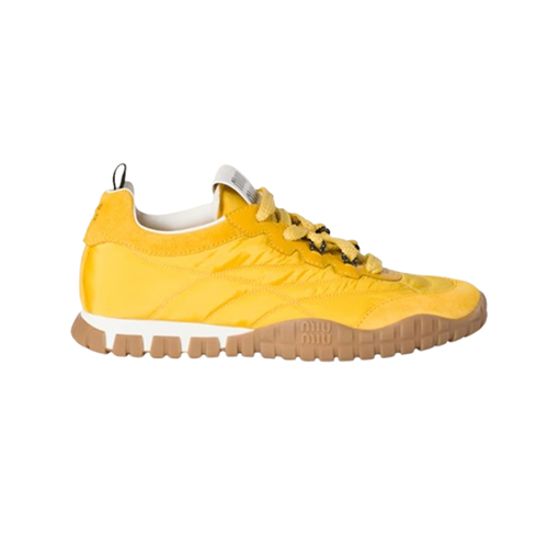 MIUMIU-5E417E 미우미우 엘로우 타이어 기능성 소재 스웨이드 스니커즈 여성용