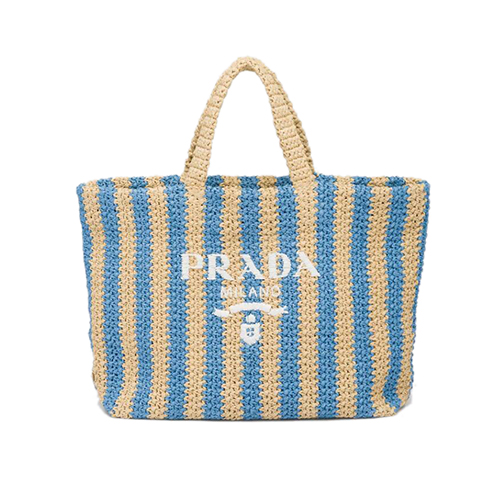 [스페셜오더]PRADA-1BG392 프라다 탠/블루 대형 라피아 토트 백