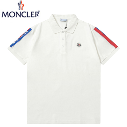 MONCLER-04013 몽클레어 화이트 스트라이프 장식 폴로 티셔츠 남성용