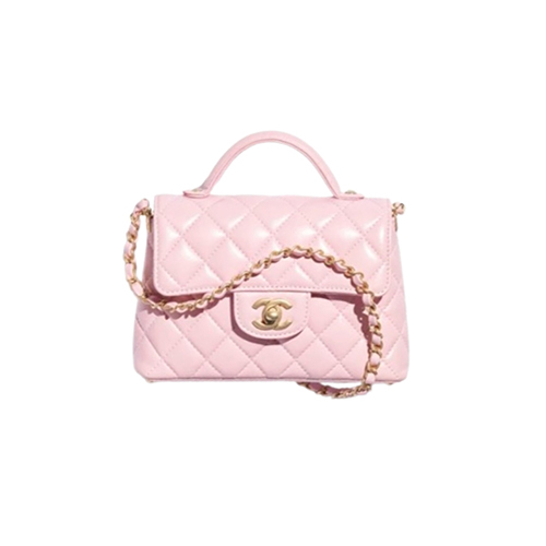 [스페셜오더]CHANEL-AS5355 샤넬 핑크 램스킨 핸들 장식 스몰 플랩 백