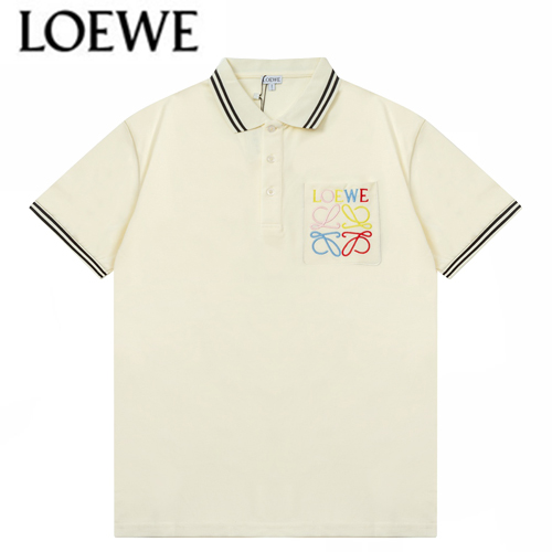 LOEWE-04014 로에베 아이보리 로고 아플리케 장식 폴로 티셔츠 남성용