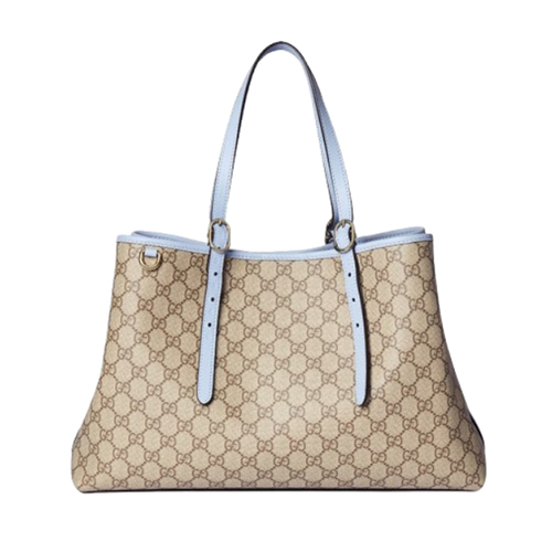 [스페셜오더]GUCCI-815213 9862 구찌 베이지/라이트 블루 GG 엠블럼 미디엄 토트백