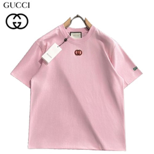 GUCCI-06265 구찌 핑크 GG 아플리케 장식 티셔츠 남성용