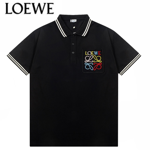 LOEWE-04015 로에베 블랙 로고 아플리케 장식 폴로 티셔츠 남성용