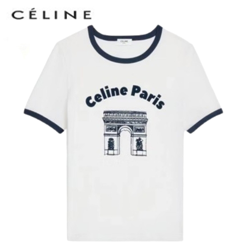 CELINE-03243 셀린느 화이트 아플리케 장식 티셔츠 여성용