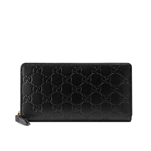 GUCCI-410102 1000 구찌 Linea A 시그니처 가죽 지퍼 장지갑 블랙