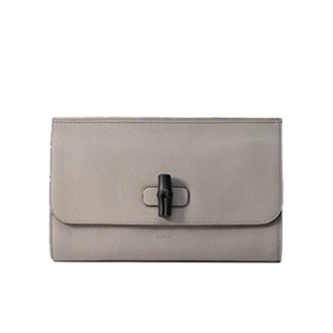 GUCCI-387220 1419 구찌 Bamboo Daily 가죽 클러치 라이트 그레이 