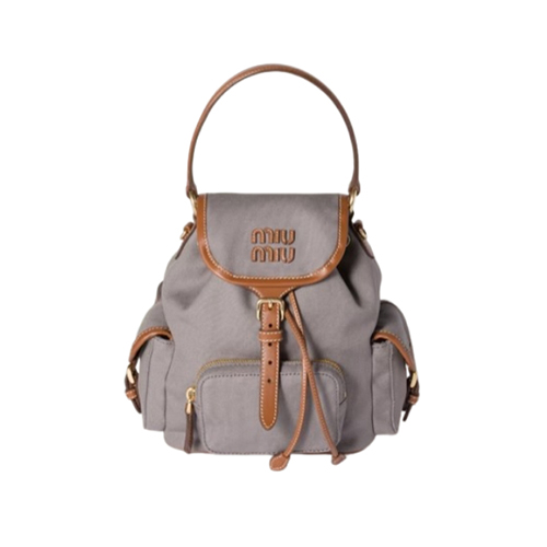 [스페셜오더]MIUMIU-5BZ043 미우미우 그레이 캔버스 가죽 백팩 스몰