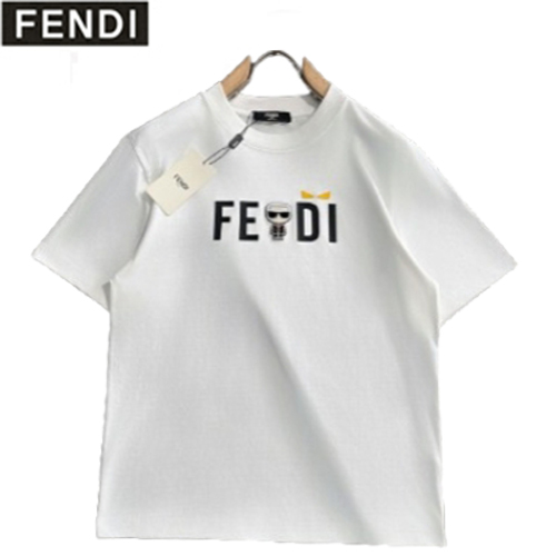 FENDI-06267 펜디 화이트 아플리케 프린트 장식 티셔츠 남성용