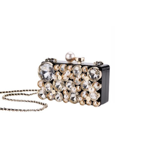 [스페셜오더]CHANEL-05045 샤넬 블랙 에나멜 크리스탈 장식 이브닝 백