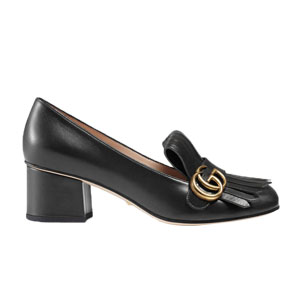 GUCCI-408208 1000 구찌 블랙 가죽 미드힐 펌프스 여성용