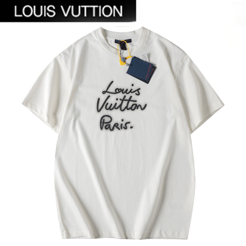 LOUIS VUITTON-05068 루이비통 화이트 프린트 장식 티셔츠 남여공용