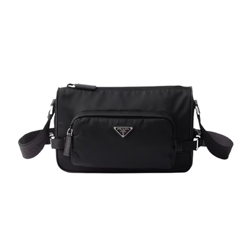 [스페셜오더]PRADA-2VH192 프라다 블랙 미디엄 리나일론 사피아노 가죽 숄더 백