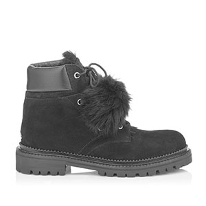 JIMMY CHOO- ELBAFLA 지미추 블랙 스웨이드 가죽 엘바 플랫 앵클 부츠 여성용