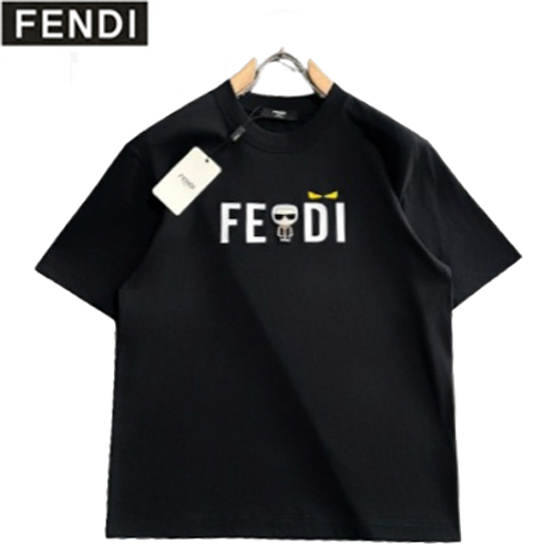 FENDI-06269 펜디 블랙 아플리케 프린트 장식 티셔츠 남성용