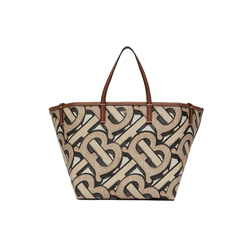 [스페셜오더]BURBERRY-80326631 버버리 다크 베이지 미니 모노그램 프린트 E-캔버스 비치 토트