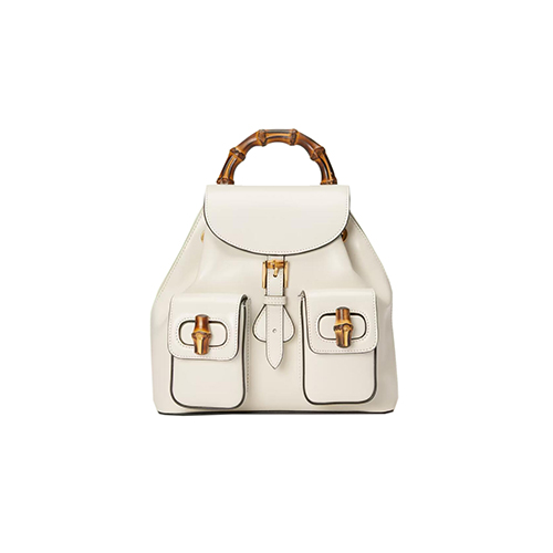 [스페셜오더]GUCCI-702101 9022 구찌 화이트 가죽 뱀부 백팩